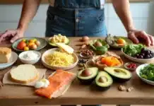 Quais erros evitar ao começar a dieta cetogênica? Mesa com alimentos cetogênicos corretos e errados separados ao meio